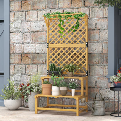 Outsunny Estantería Para Plantas De Madera Con Enrejado 75x50x166 Cm Natural_1