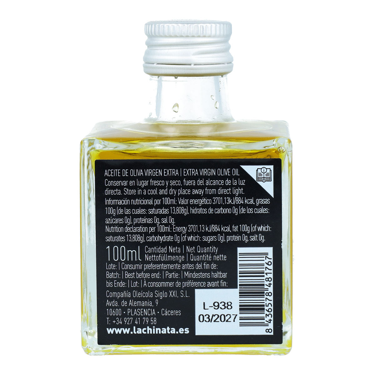 Aceite de Oliva Virgen Extra Botella Cuadrada 100 ml