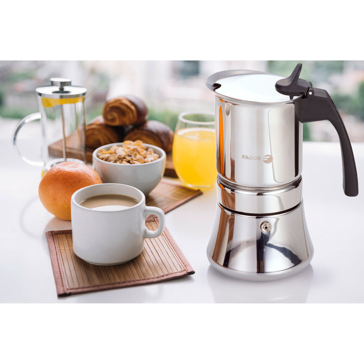 Cafetera Inox Etnica 6 Tazas Acero Inoxidable 18/10 Fagor_1