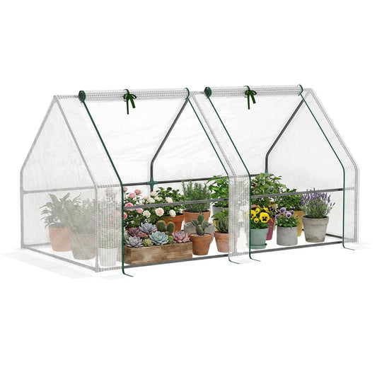Invernadero Outsunny Acero, Pe Blanco 180x90x90 Cm_0