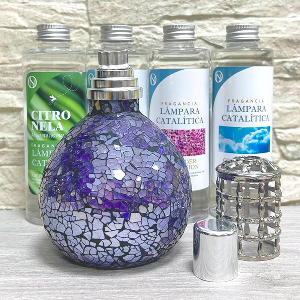 Pack Lámpara Catalítica Mosaico Azul Océano + Fragancia Mountain Mint 200ml + Limpiador Neutro 200ml + Mecha De Repuesto_5