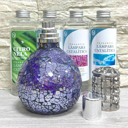 Lámpara Catalítica Mosaico Azul Océano + Aroma Provence Breeze 200ml - Elimina Malos Olores, Impurezas Y Perfuma_5