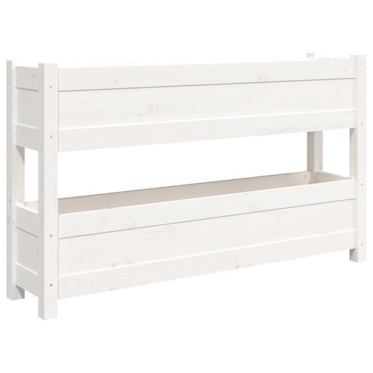 Jardinera De Madera Maciza De Pino Blanco 112x25x66 Cm_0