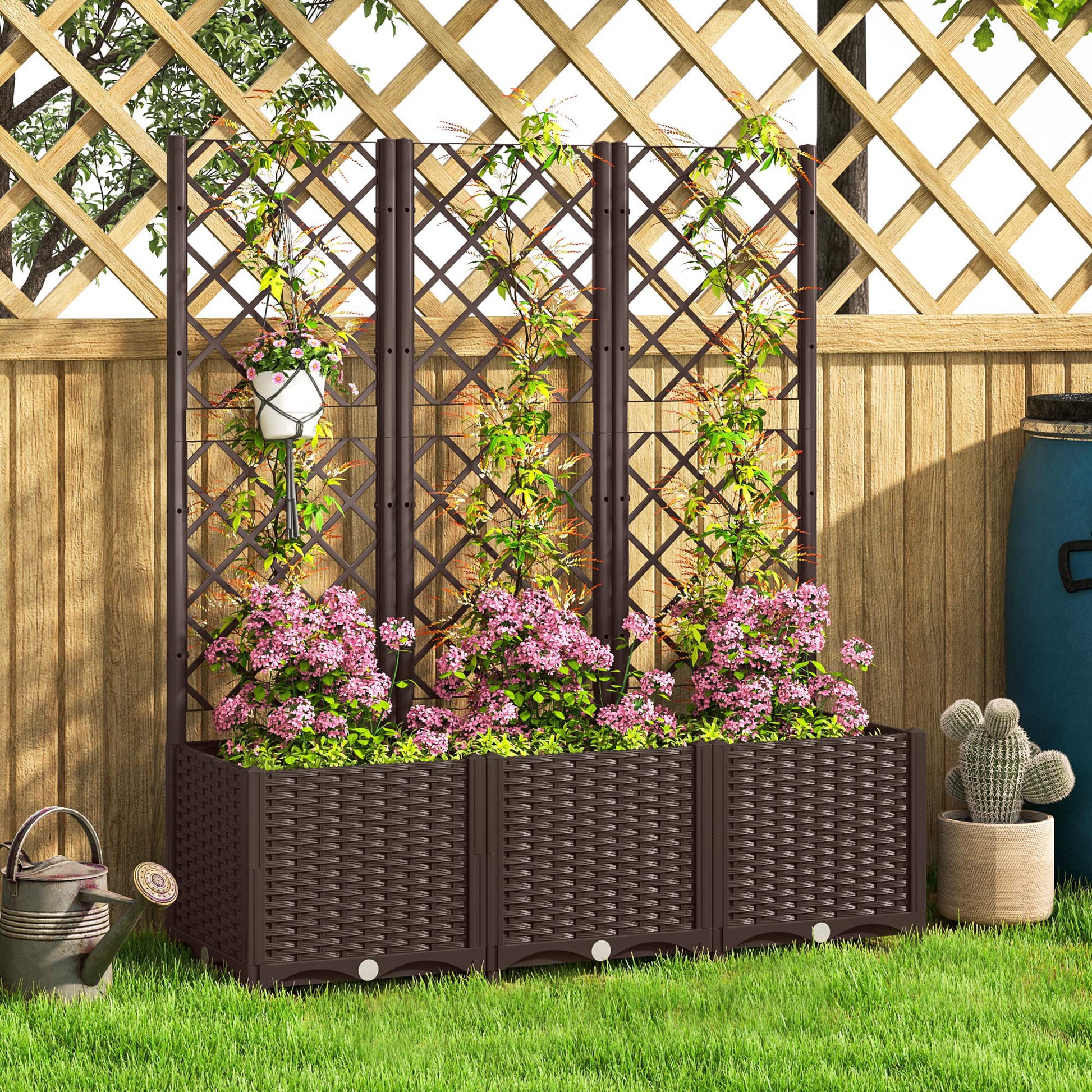 Outsunny Jardinera Con Enrejado De Pp Con Drenaje Y Amplio Espacio 120x40x135 Cm_4