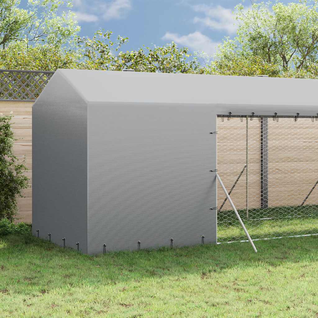 Perrera De Exterior Con Toldo Acero Galvanizado Plata 2x10x2,5m_2