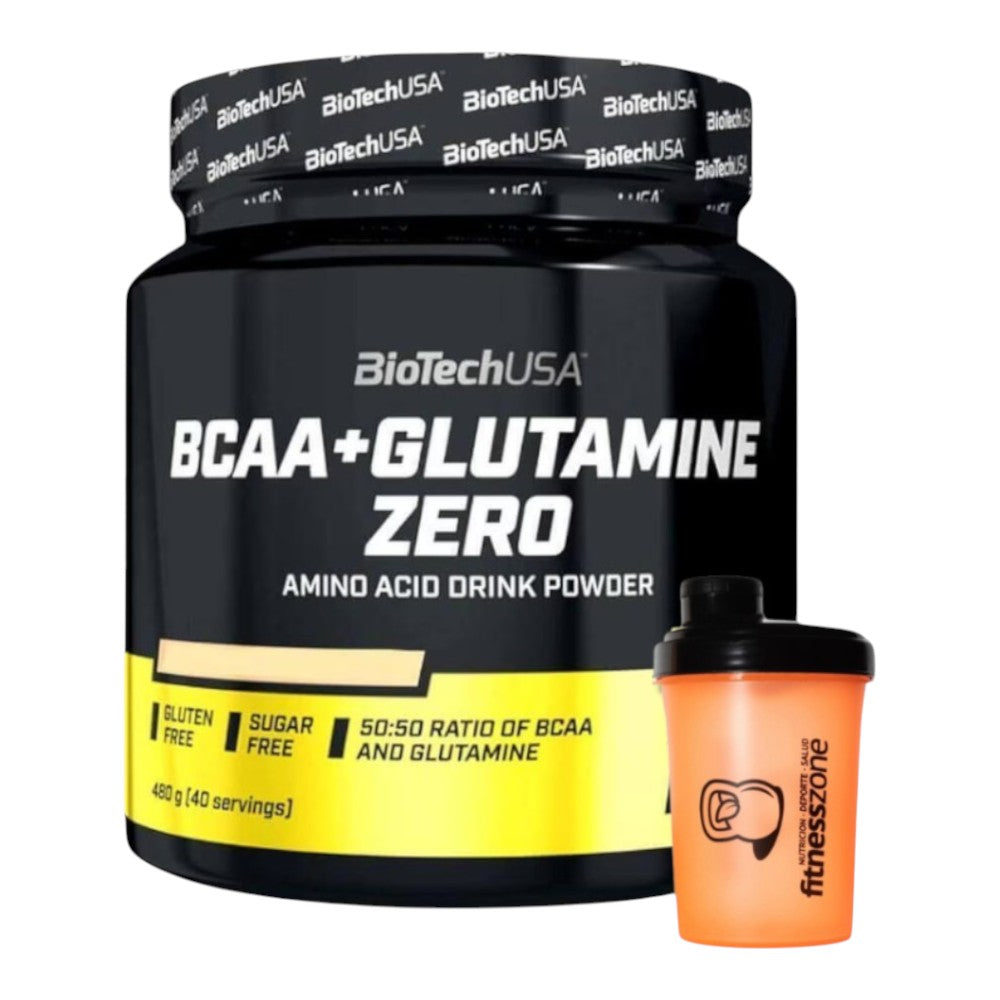 Bcaa + Glutamine Zero 480 Gr + ¡shaker Fitnesszone De Regalo! Melocotón_0