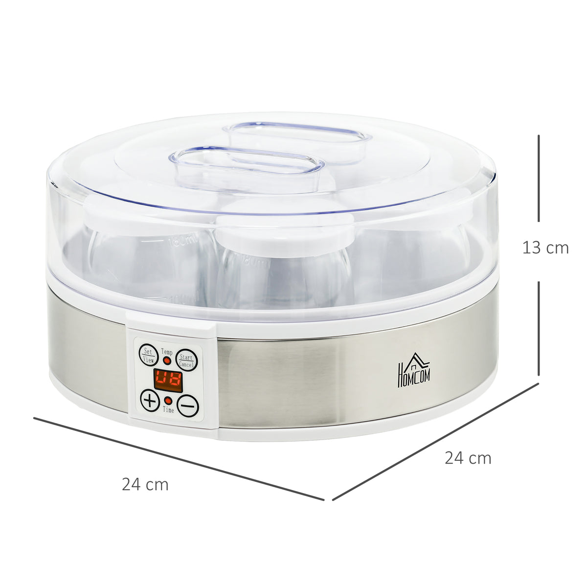 Yogurtera Homcom As, Pp, Acero Inoxidable, Vidrio Blanco 24x24x13 Cm_2