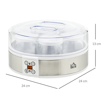Yogurtera Homcom As, Pp, Acero Inoxidable, Vidrio Blanco 24x24x13 Cm_2