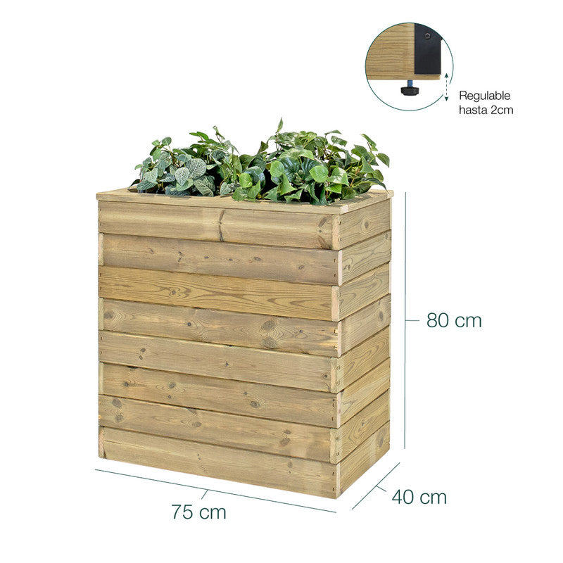 Jardinera Con Autorriego De Madera Nidum Basic Interior Y Exterior Hortalia 75x40x80 Cm_5