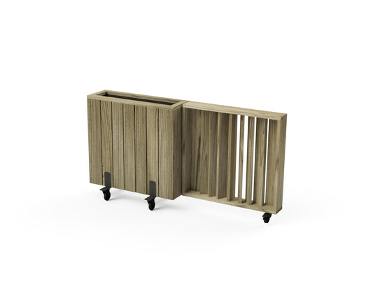 Kit Jardinera Alta De Madera Con Ruedas Y Barandilla Abatible 75 X 24 X 80 Cm Hortalia_0