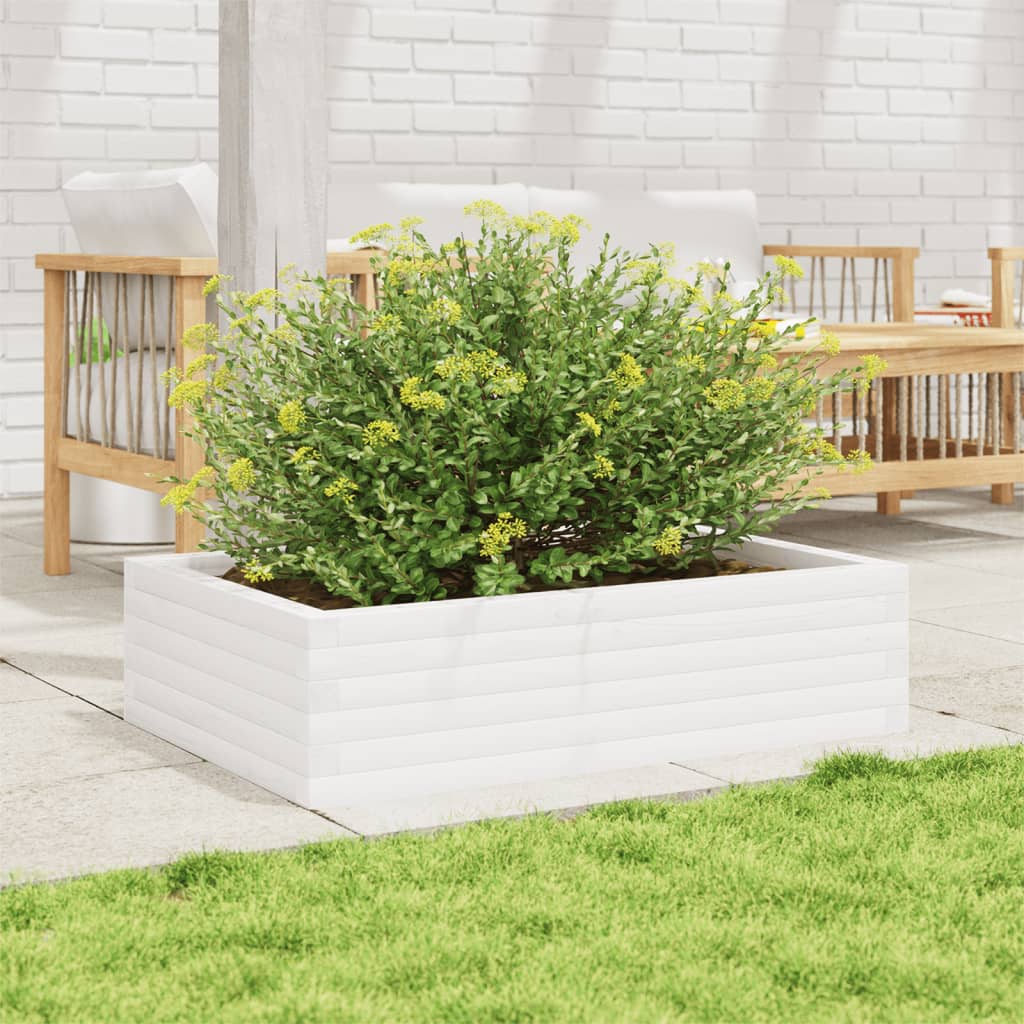 Jardinera De Madera Maciza De Pino Blanco 90x60x23 Cm_2