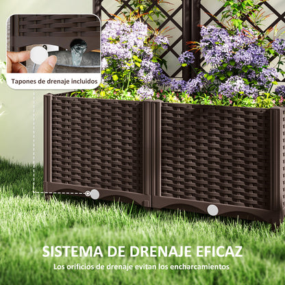 Outsunny Jardinera Con Enrejado De Pp Con Drenaje Y Amplio Espacio 80x40x135 Cm_5