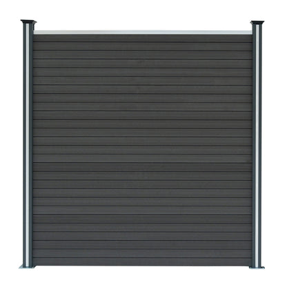 Vallas Para Exteriores De Wpc Y Aluminio - 7x Paneles Cuadrados + 1x Oblicuo + 8x Postes Con Led | Gris_2