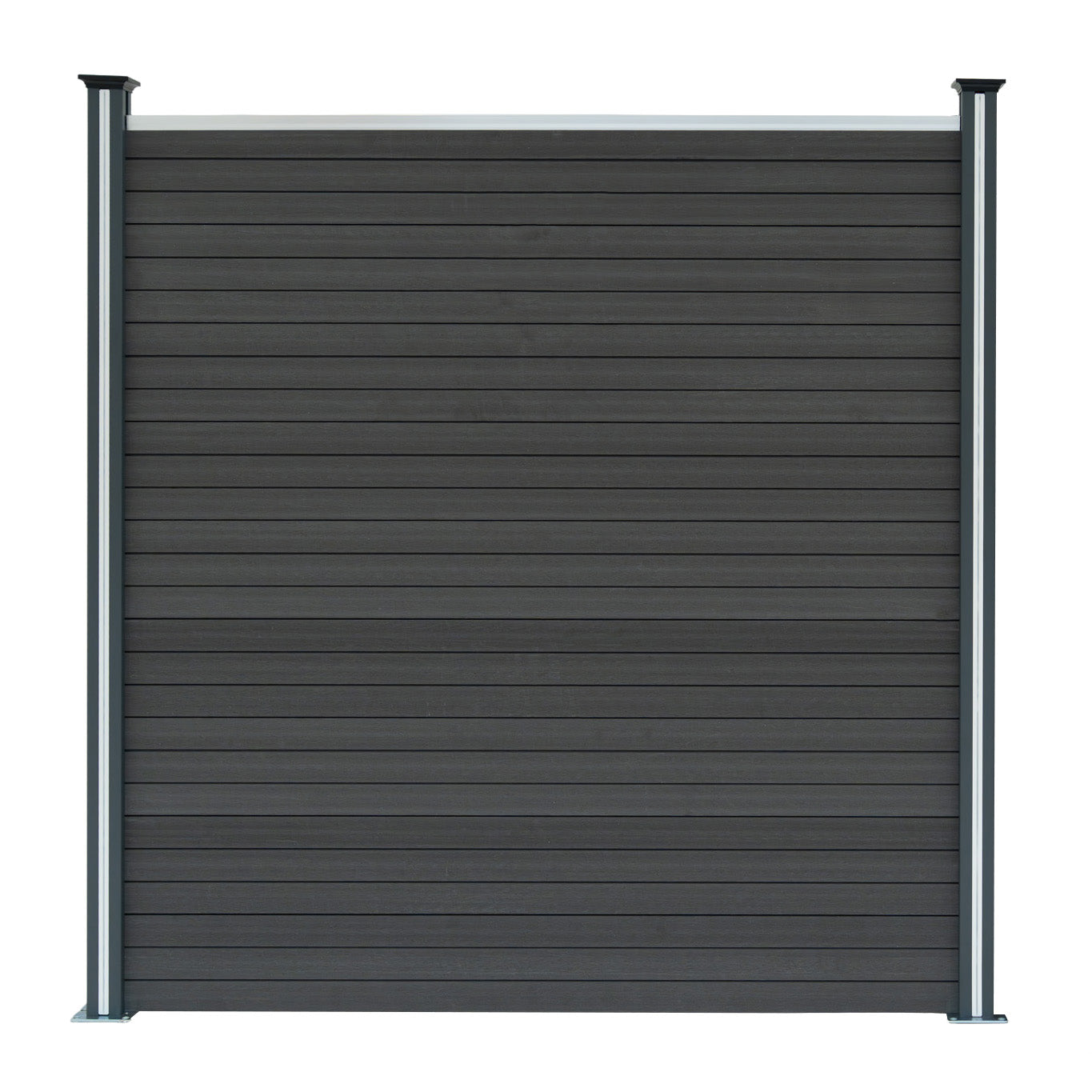 Vallas Para Exteriores De Wpc Y Aluminio - 6x Paneles Cuadrados + 1x Oblicuo + 7x Postes Con Led | Gris_2