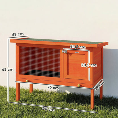 Pawhut Conejera De Madera Con Techo Asfáltico Abatible Bandeja Extraíble Naranja_2