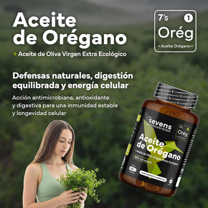 Aceite de Orégano 80% Carvacrol con AOVE Ecológico Sevens Nutrition 120 cápsulas