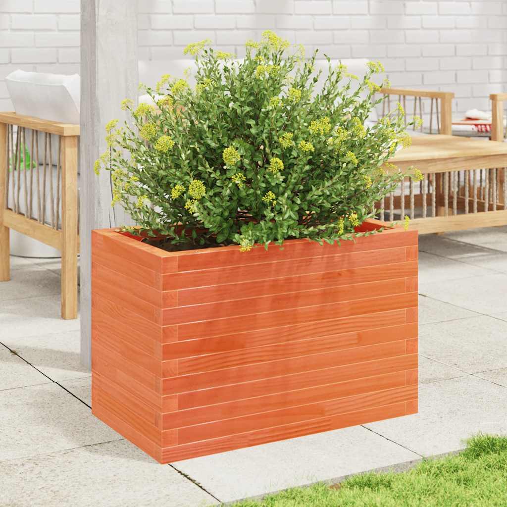 Jardinera De Madera Maciza De Pino Marrón Cera 70x40x45,5 Cm_2