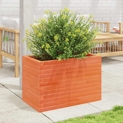 Jardinera De Madera Maciza De Pino Marrón Cera 70x40x45,5 Cm_2