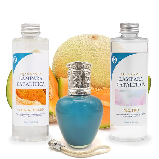 Pack Ahorro Lámpara Catalítica Aqua Marina + Fragancia Waikiki Melon 500ml + Limpiador Neutro 200ml + Mecha De Repuesto_0