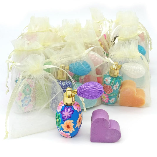 Pack 25 Uds. - Perfumero De Tocador Y Jabón Arómatico En Bolsa De Organza - Regalo Para Eventos - Hecho En España_0