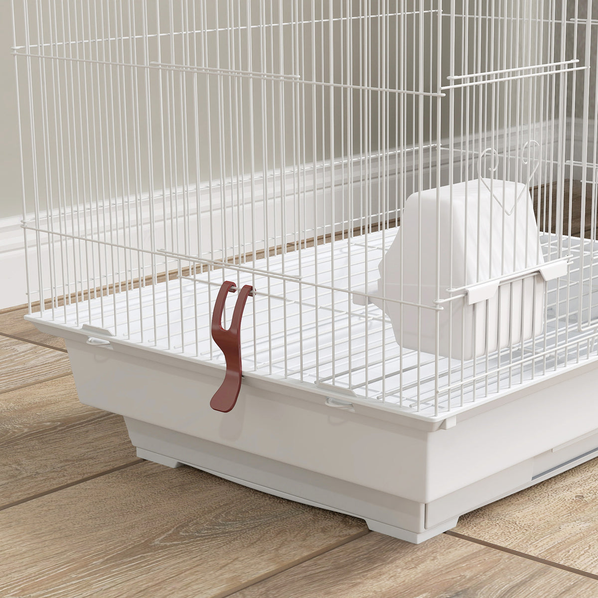 Pawhut Jaula Para Pájaros Con Puertas 4 Comederos Columpio 46x36x100 Cm Blanco_4