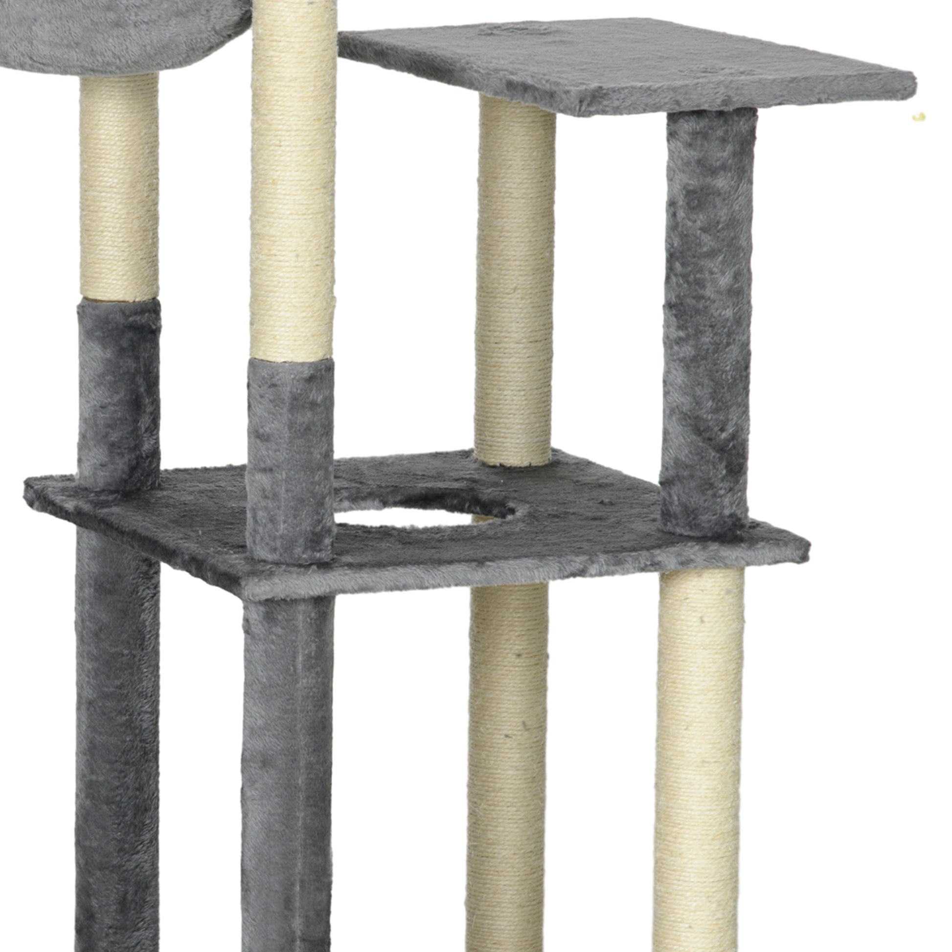 Pawhut Árbol Rascador Para Gatos Grande De 144 Cm Con Postes 49x49x144 Cm Gris_4