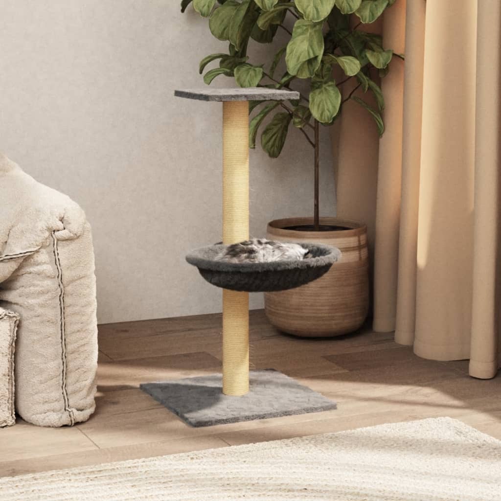Rascador Para Gatos Con Poste De Sisal Gris Claro 74 Cm_1