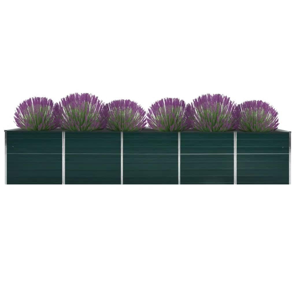 Arriate De Jardín De Acero Galvanizado Verde 400x80x77 Cm_0