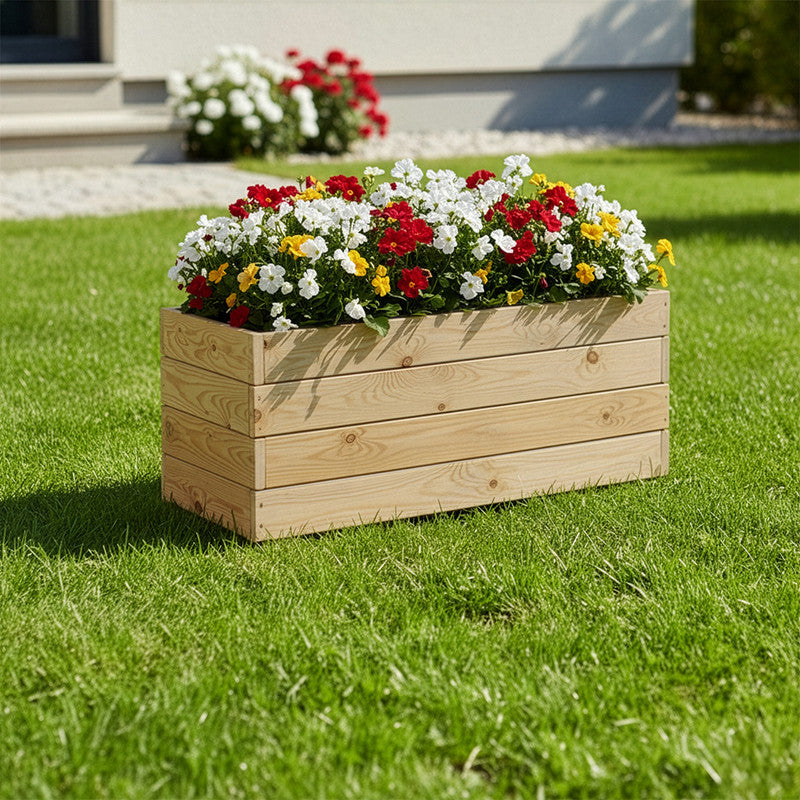 Jardinera Rectangular De Madera Tratada Para Exterior Ghio Hortalia 90x40x40 Cm_1