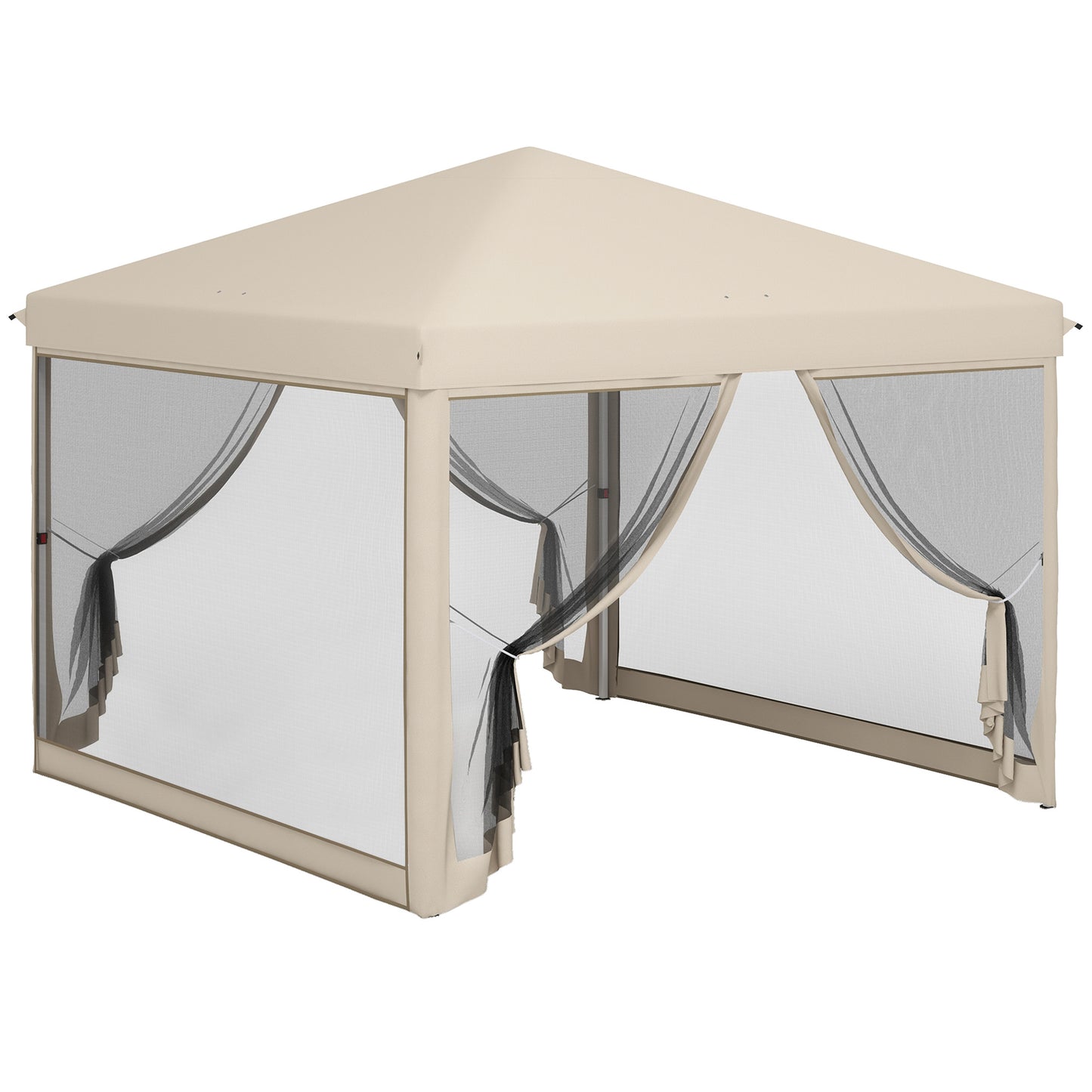 Outsunny Carpa Plegable 3x3 M Con Mosquiteras Anti-uv Marco De Acero Beige_0