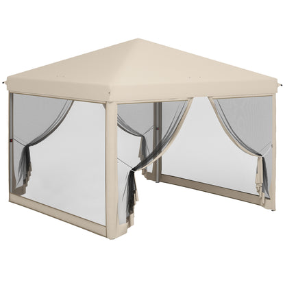 Outsunny Carpa Plegable 3x3 M Con Mosquiteras Anti-uv Marco De Acero Beige_0