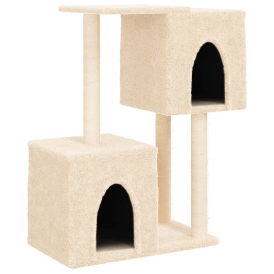Rascador Para Gatos Con Postes De Sisal Color Crema 86 Cm_0