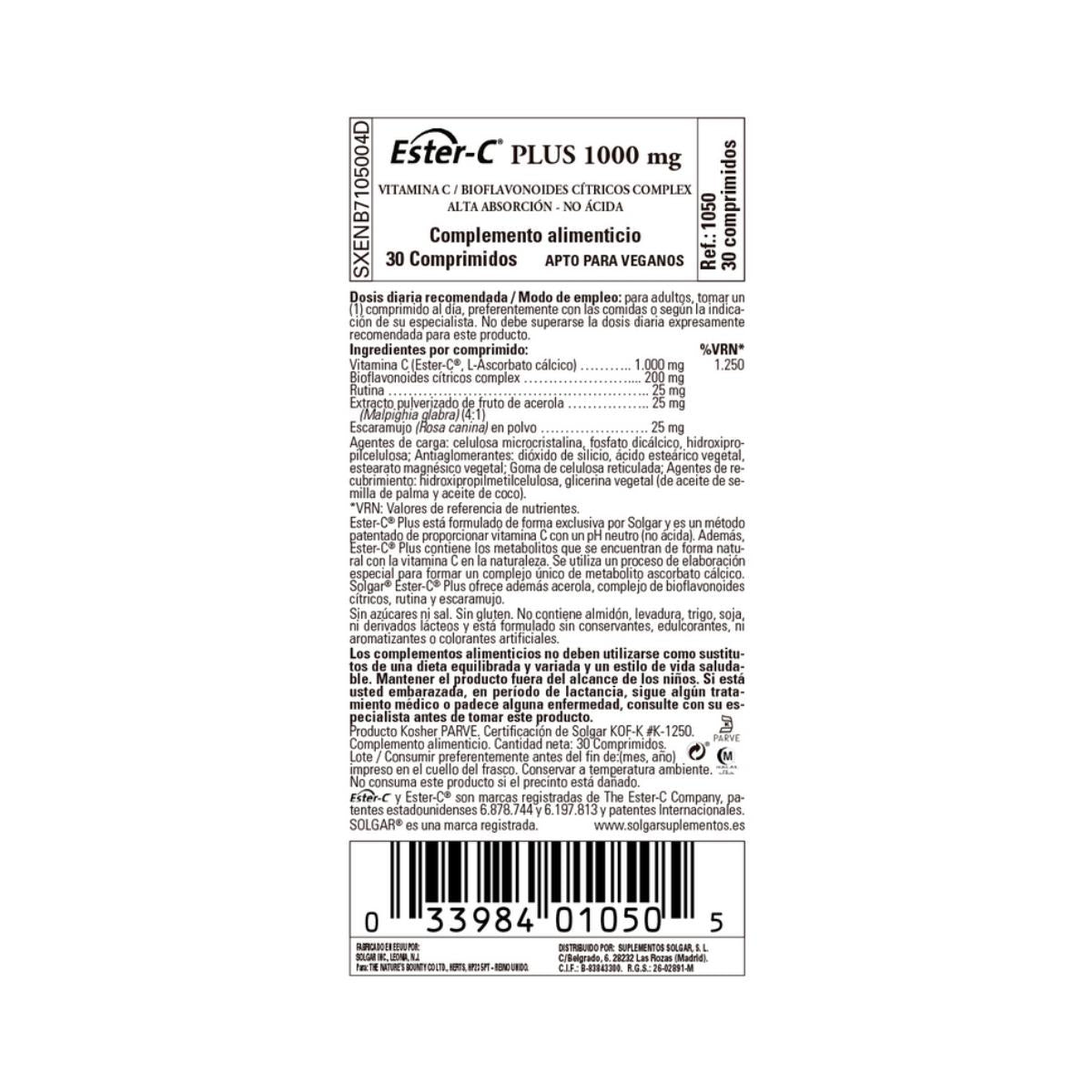 Ester C plus Vitamina C, 30 comprimidos de 1000mg