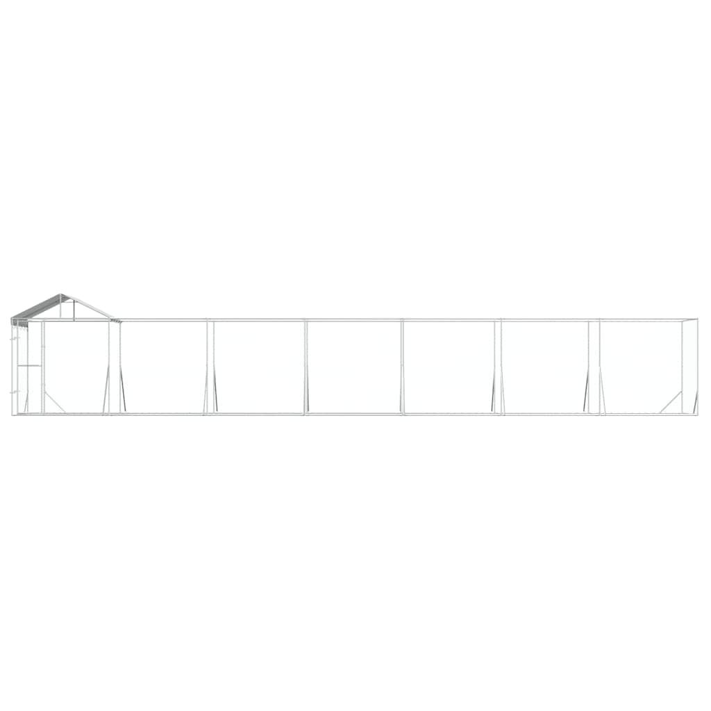 Perrera De Exterior Con Techo Acero Galvanizado Plata 14x2x2,5m_4