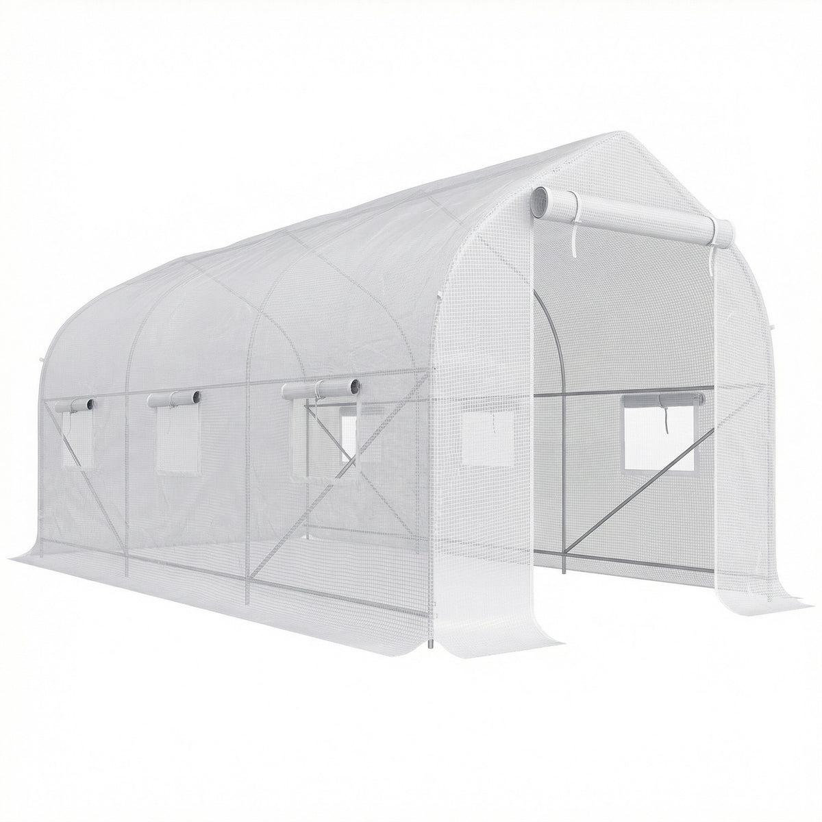 Homcom Invernadero De Túnel Jardín 4x2x2 M Con 6 Ventanas Y Puerta Blanco_0