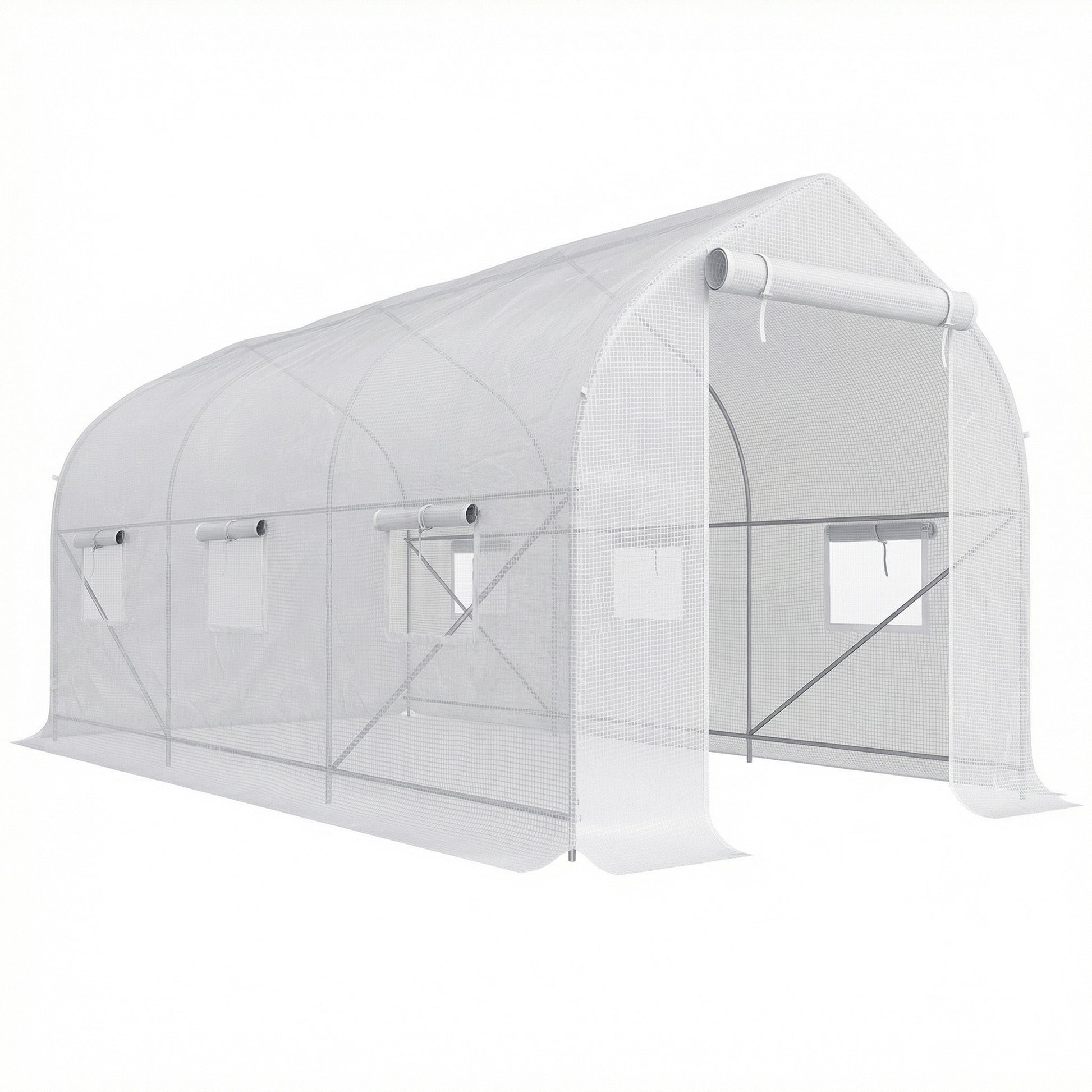 Homcom Invernadero De Túnel Jardín 4x2x2 M Con 6 Ventanas Y Puerta Blanco_0