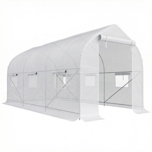 Homcom Invernadero De Túnel Jardín 4x2x2 M Con 6 Ventanas Y Puerta Blanco_0