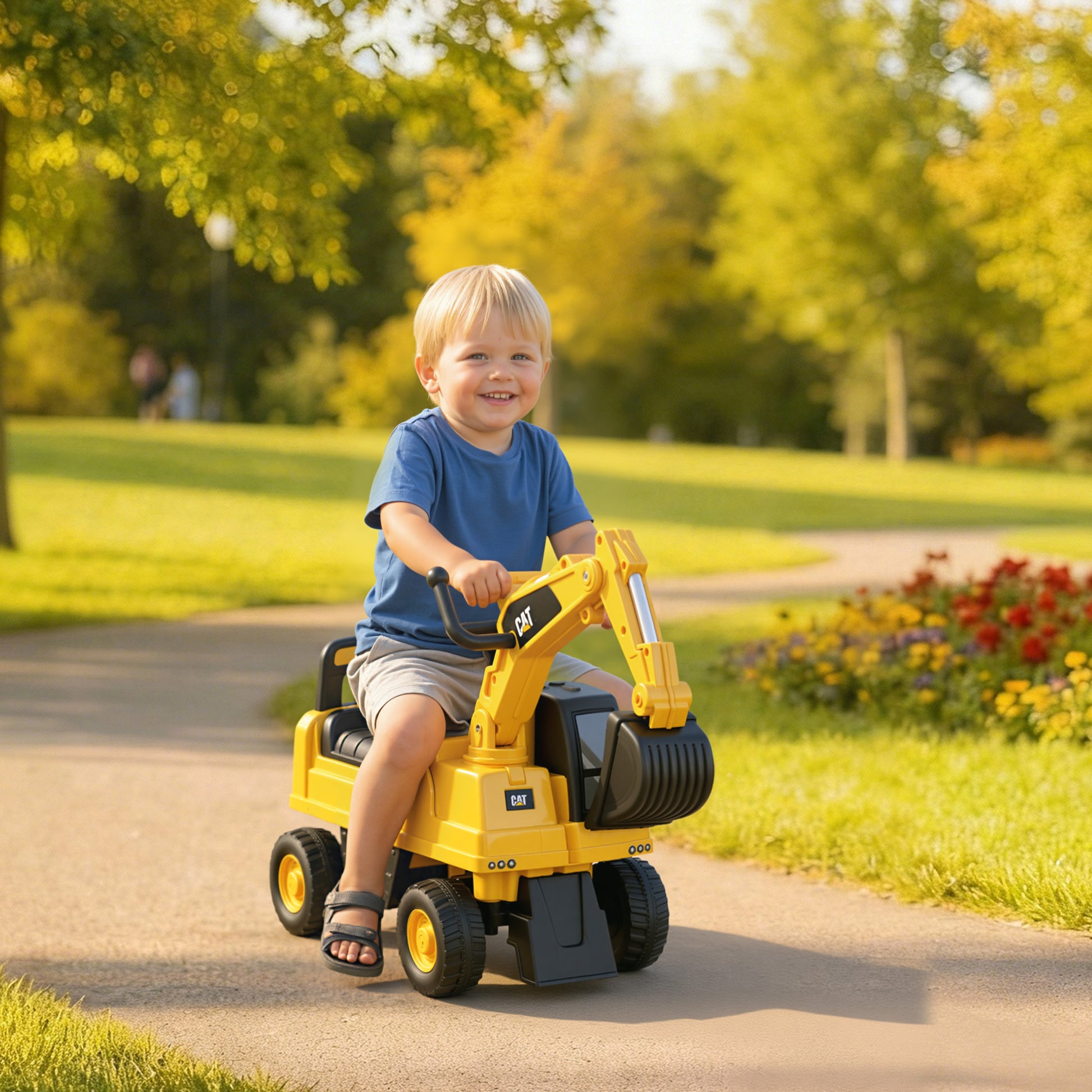 Homcom Excavadora Con Licencia Caterpillar Para Niños 85x27,5x47,5 Cm Amarillo_1