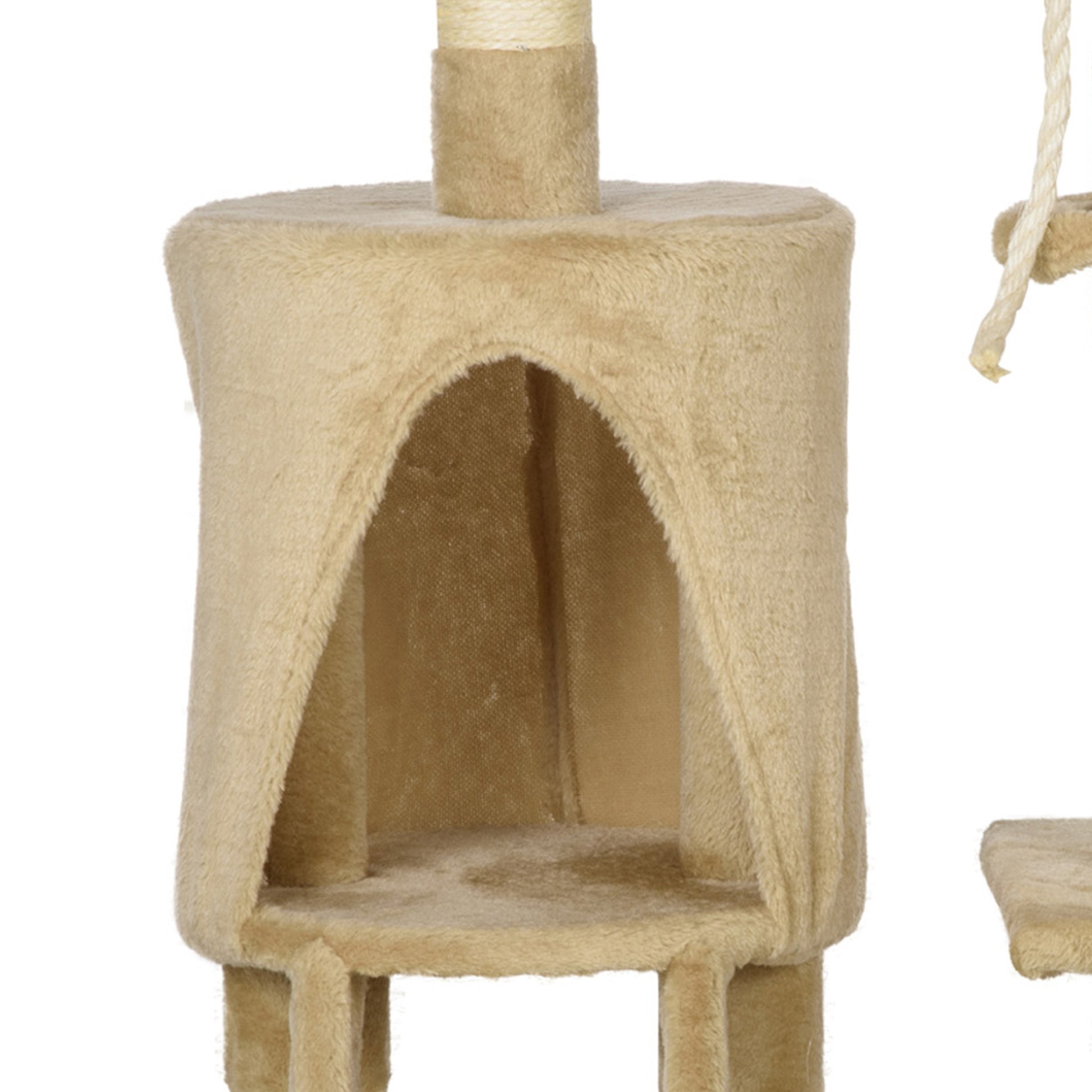 Pawhut Árbol Para Gatos Rascador Altura 95cm Con Nido Plataforma Caseta Escalera_3