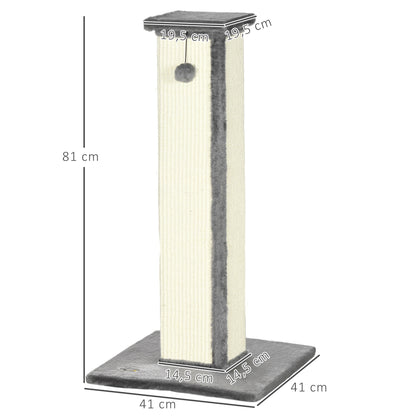 Pawhut Poste Rascador Para Gatos Altura 81 Cm Con Poste De Sisal Y Bola Colgante_2