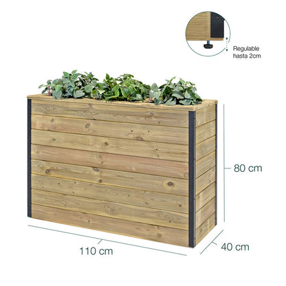 Jardinera Con Autorriego De Madera Nidum Interior Y Exterior Hortalia 110x40x80 Cm_5