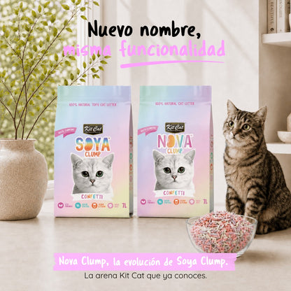 Pack 6 Kit Cat Arena Eco Nova Clump - Confetti 7 L Arena para gatos - Mezcla de Original, Fresa y Lavanda