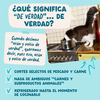 Sobres de comida húmeda Atún &amp; Pollo en Salsa para Gatos Adultos | Edgard &amp; Cooper 85 g