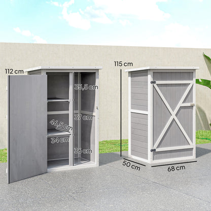 Outsunny Caseta De Jardín De Madera 75x56x115 Cm Con 3 Estantes Puerta Pestillo_2