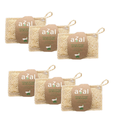 Pack 6x Estropajo de luffa con asa ergonómico Azal 12 x 7 cm