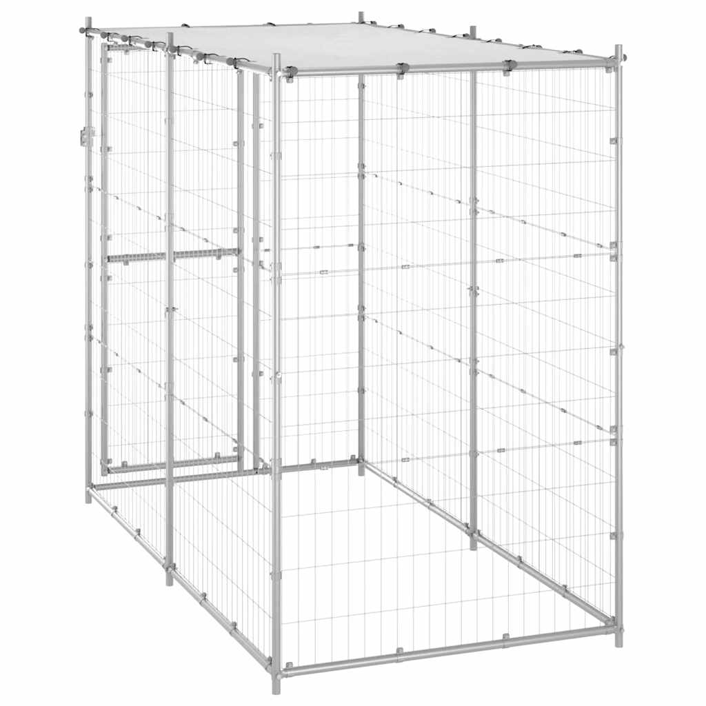 Perrera De Exterior Acero Galvanizado Con Techo 110x220x180 Cm_3