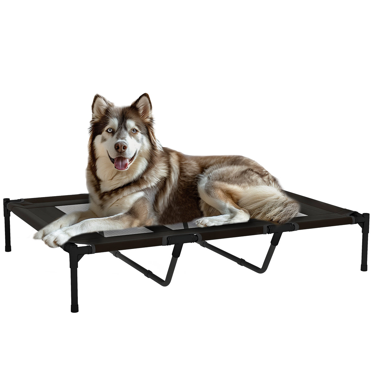 Pawhut Cama Elevada Para Perros Grandes Con Bolsa De Tela Oxford Negro_0