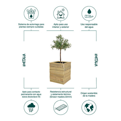 Jardinera Con Autorriego De Madera Nidum Basic Interior Y Exterior Hortalia 50x50x60 Cm_4