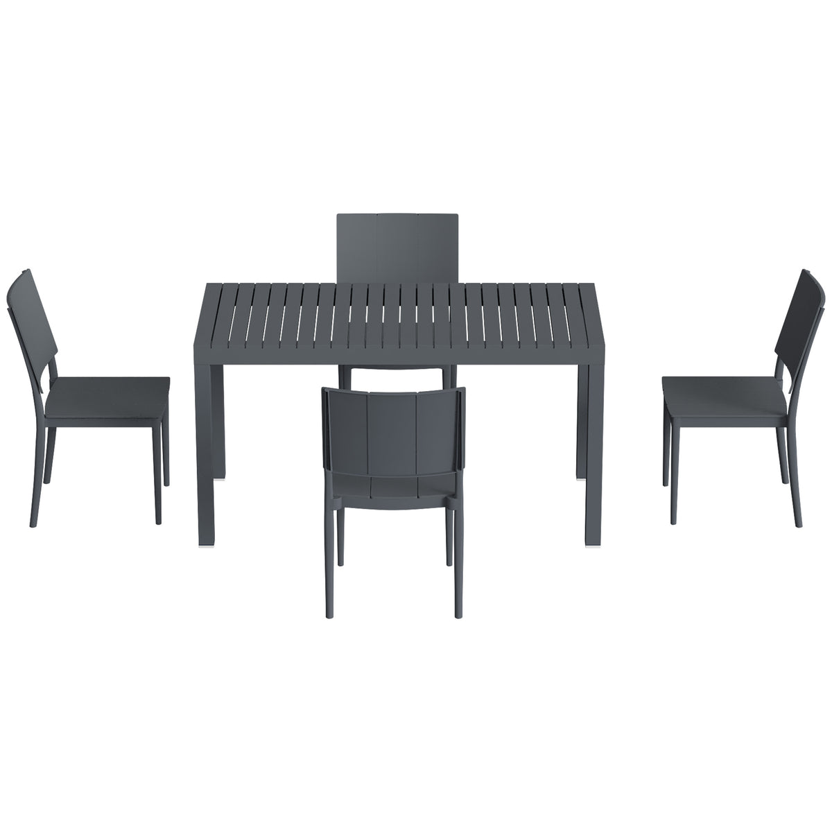 Outsunny Conjunto De Mesa Y Sillas Jardín De 5 Piezas Con Sillas Apilables Gris_4