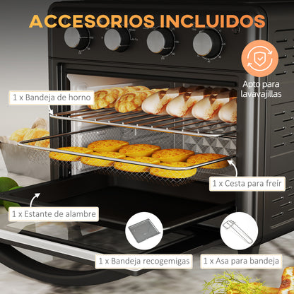 Homcom Horno Eléctrico Multifunción De Sobremesa De 30l 1600w 43x39x39cm Negro_5